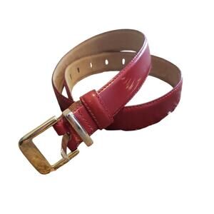 Talbots vintage genuine leather red belt gold buckle 1 inch M